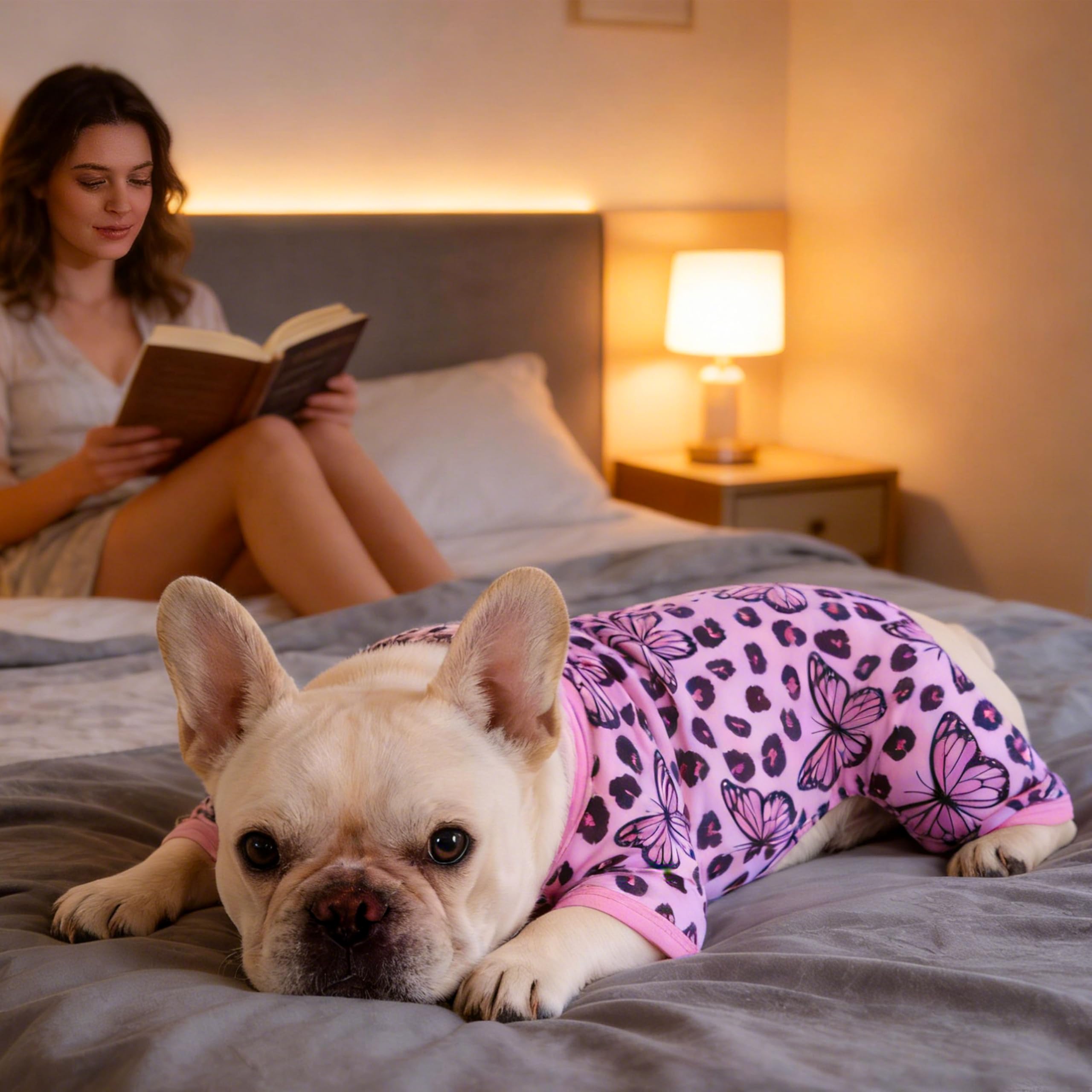 Dog Summer Pajamas Onesie Soft Breathable Puppy Jumpsuit Lightweight Dog Clothes for Small Medium Dogs Cat Pet Clothes(Pink Leopard, X-Small) — view 3