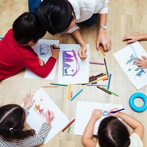 Miniatura 4 de 9 plantillas de pintura de belén de Navidad, reutilizables, plantillas de dibujo para pintar sobre lienzo de madera, plantillas de pintura