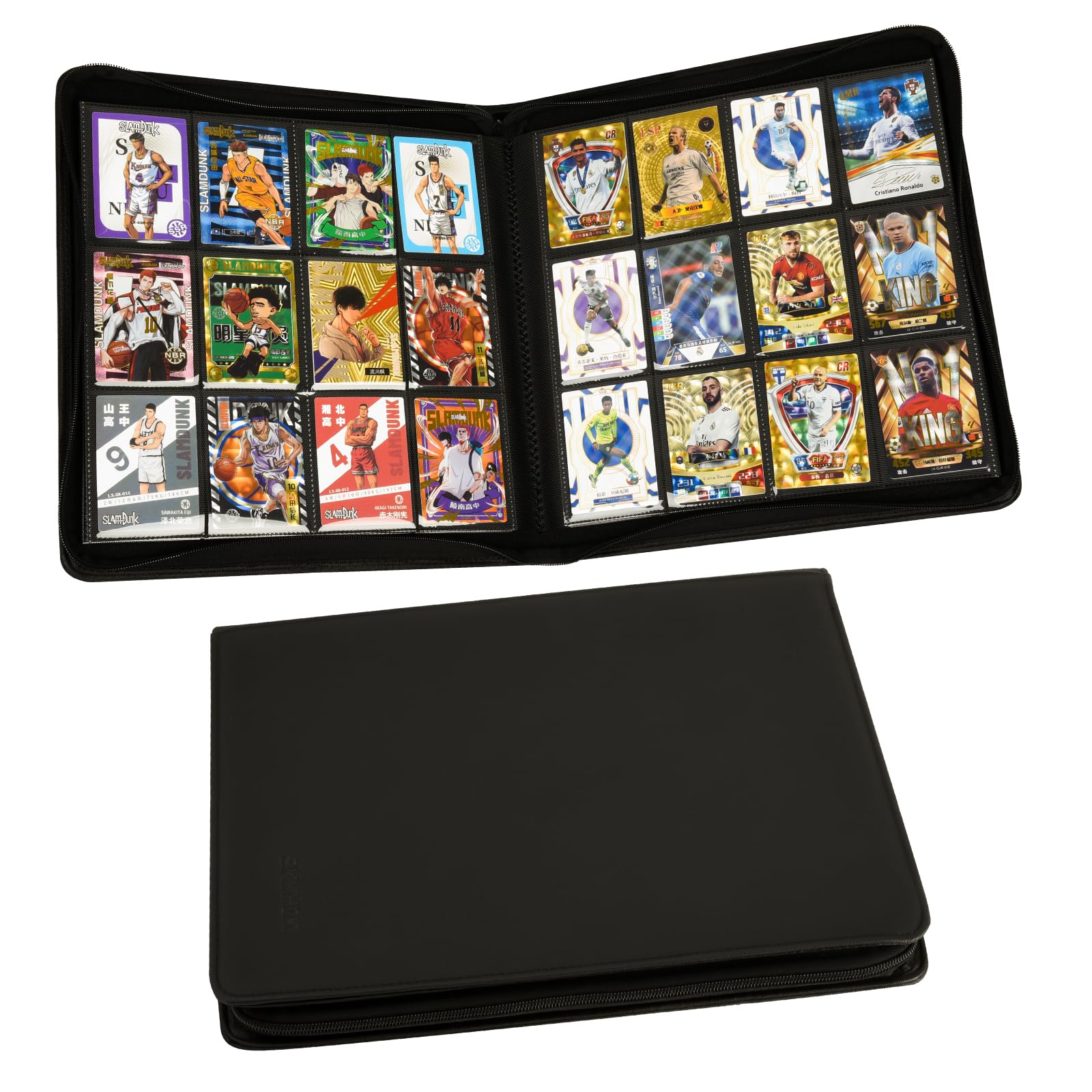 SKYHJK Card Binder-12 Pockets Trading Card Binder for Holding 480 Cards with 20 Two-Sided Pages?Compatible with Game Cards, Comic Trading Collectible Cards and Sports Cards– Black