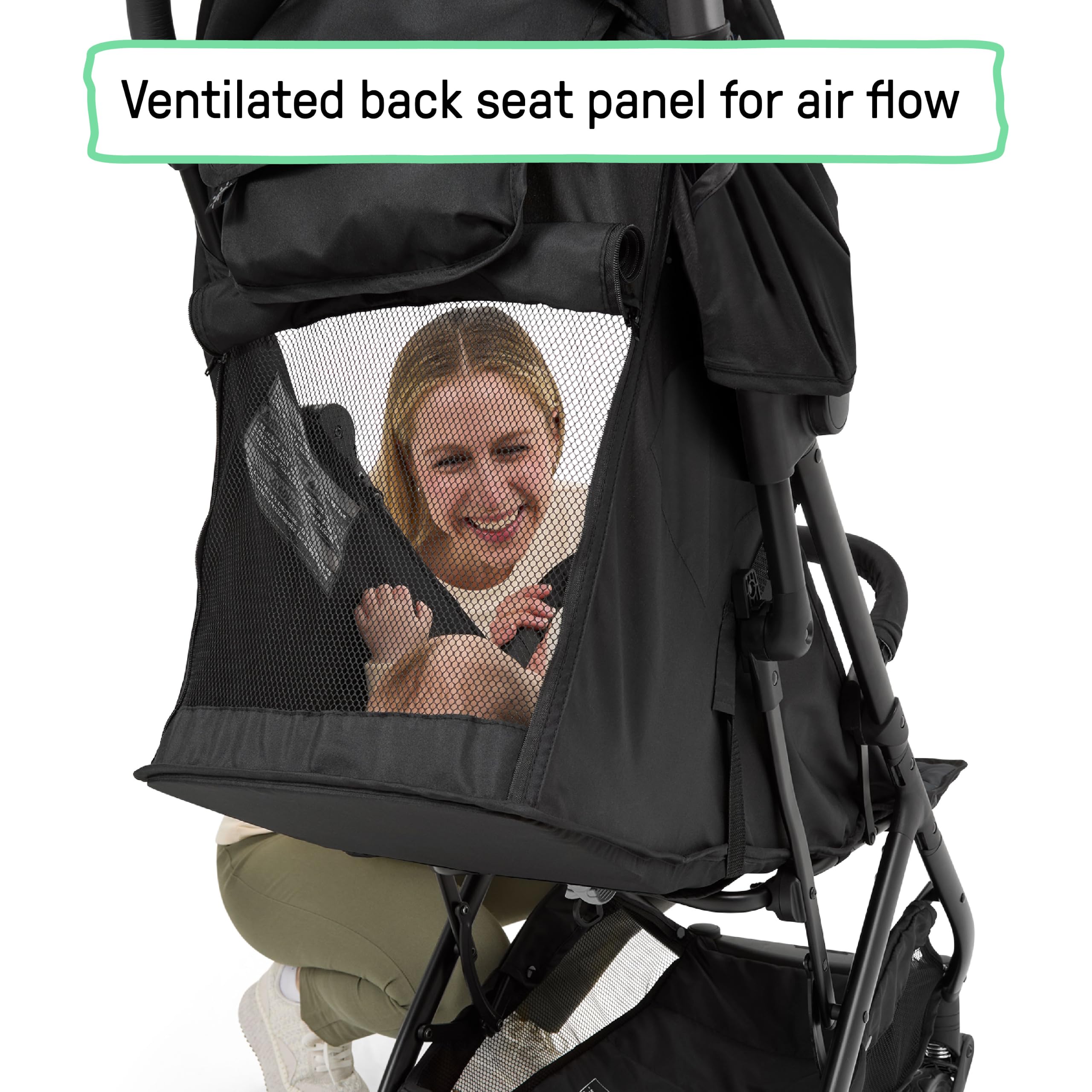 Ingenuity Passeggino 3Dquickclose CS+ Pieghevole Compatto con Cappottina Oversize, Ampio Spazio Portaoggetti, Leggero, Nero