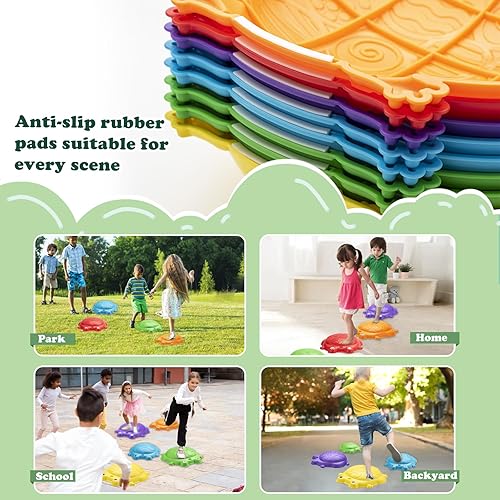Miniatura 6 de Stepping Stones para niños, juguetes al aire libre para niños pequeños de 3 a 5 años, 8 piezas, piedra de equilibrio de rana de hasta 265 libras,