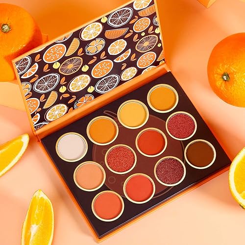 Miniatura 7 de DE'LANCI Pro - Paleta de sombras de ojos amarillo naranja, 12 tonos, tonos naturales, sombra de ojos, paleta de maquillaje, alta pigmentación,