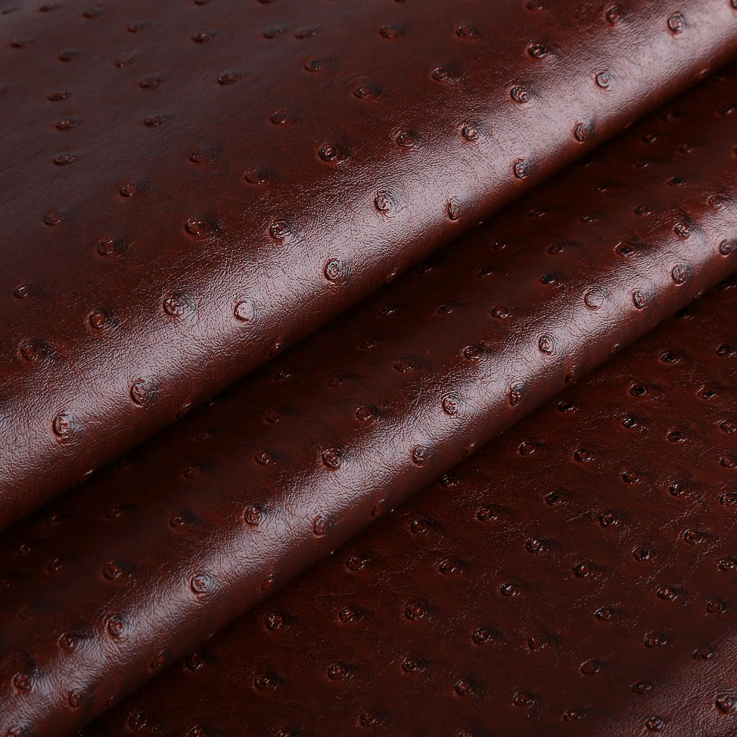 Dark Brown Faux Leather Ostrich Fabric 54" Width 1.0mm Thickness Marine Vinyl Upholstery Leather for Handcrafts, DIY, Tooling, Sewing, Hobby Workshops, Crafting Wallets(Pre-Cut 72"x54")