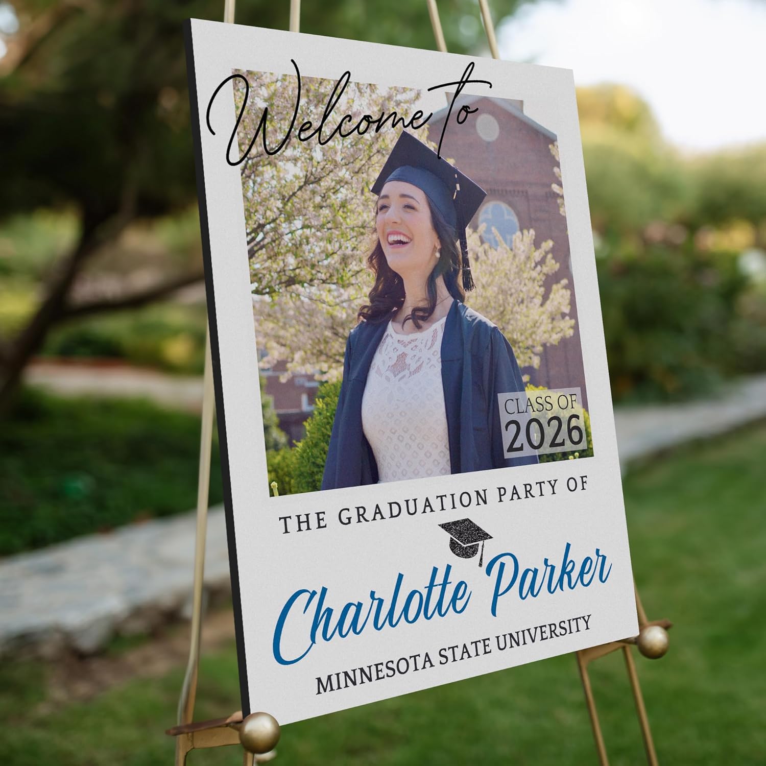 18"x24" Custom Welcome Sign for 2026 Graduation Party, Personalized Graduation Sign with Photo and Text Class of 2026, Congratulation Decor, Custom Acrylic, Foam Board, or Coroplast Sign p (Design 2)