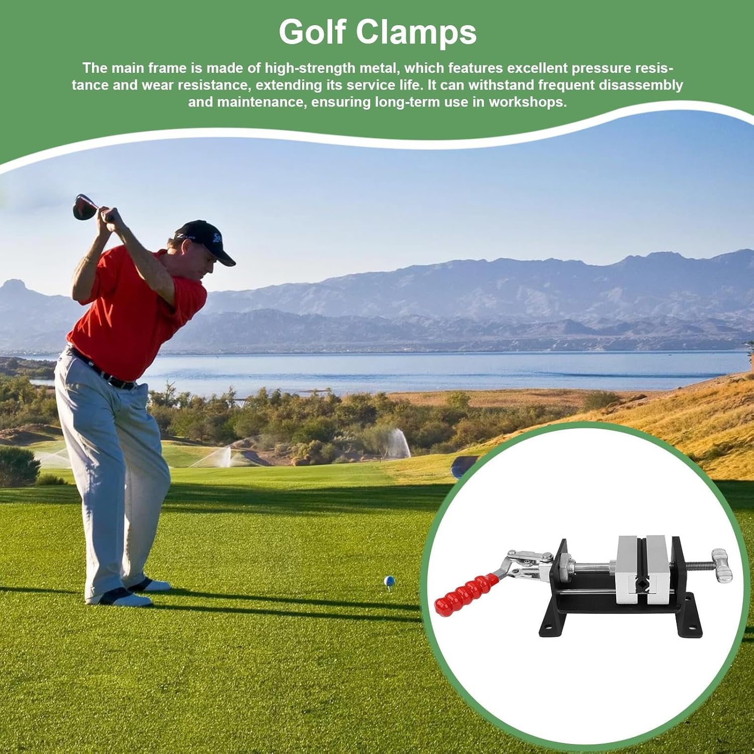 Golf Grip Vise Clamp - Club Regripping Clamp Tool, Secure Rubber Holder with Anti-Slip Design | Golf Shaft Protection Accessory for Home Workshop Gym Outdoor Range Course Tournament Players