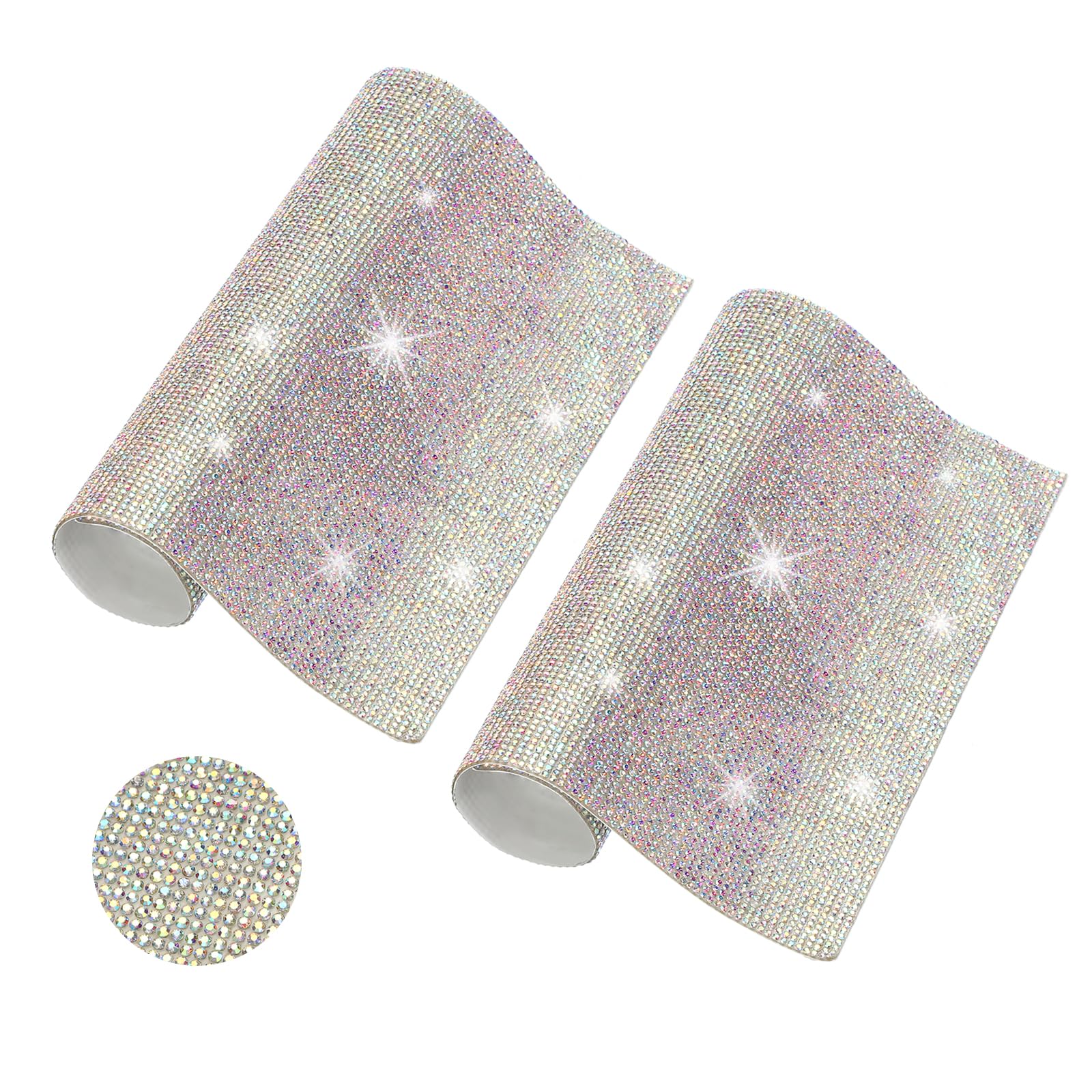PATIKIL 2 Pcs Bling Crystal Rhinestone Sheet, 9.4"x7.9" Self Adhesive Rhinestone Gem Stickers for DIY Crafts Gifts Phone Car Decorations, AB Color