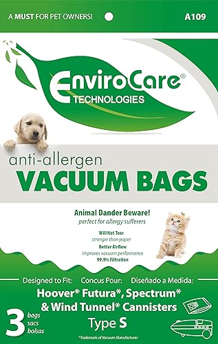 Miniatura 2 de EnviroCare Bolsas de polvo de repuesto para aspiradora con filtración de alérgenos diseñadas para adaptarse a aspiradoras Hoover Style "S" Futura,