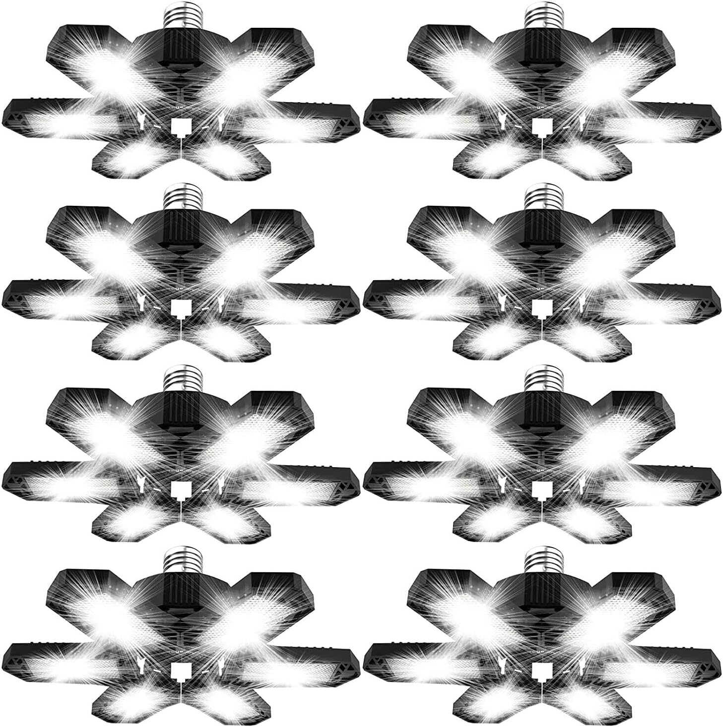 LED Garage Lights Bulb 8 Pack 120W Led Screw in Garage Lights 12000LM 6500K Bright LED Garage Ceiling Lights Deformable Garage Shop Light for Attic Basement Workshop Screw in E26 E27 Base