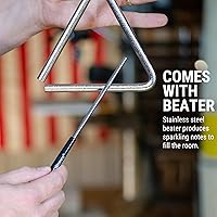 Vista 5 de TreeWorks Chimes Instrumento musical de percusión triangular de 6 pulgadas, fabricado en Estados Unidos, con batidorgolpeador y soporte, grado