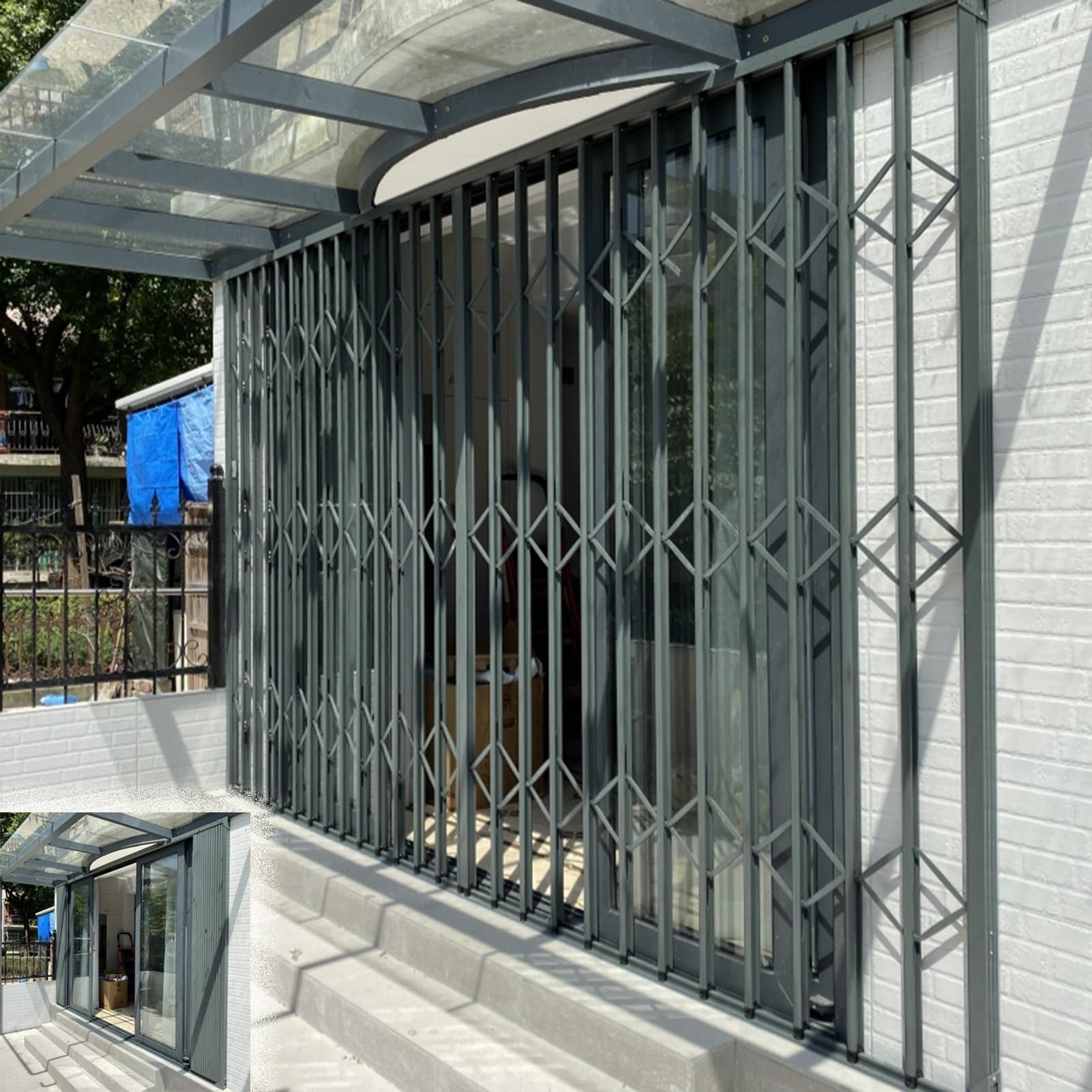 Reja ventana plegable de aluminio UrbanUp para evitar robos en accesos exteriores
