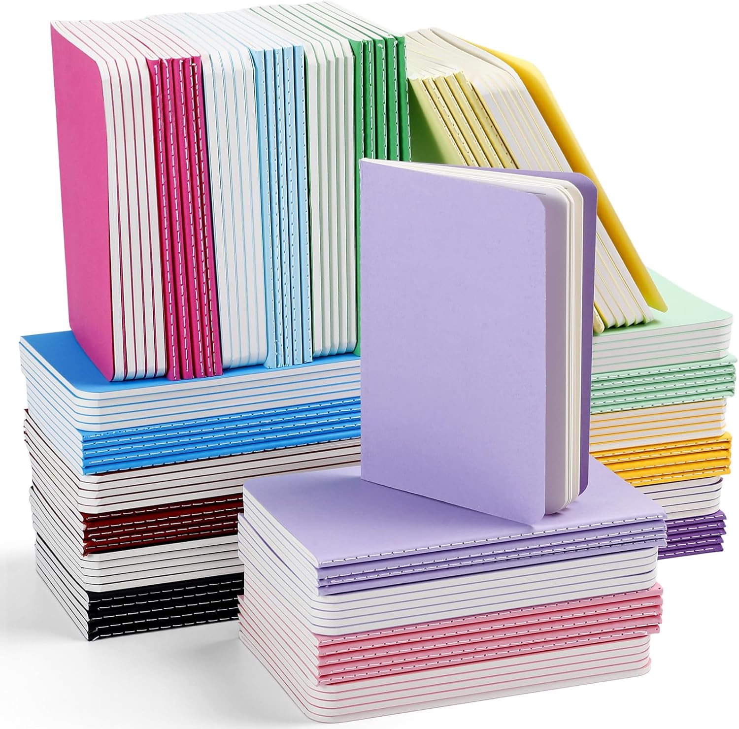 Jeffbaubl 60 Pack Notebooks Bulk, 3.5 x 5.5 In Pocket Notepads, Portable Small Lined Notepad, Small Colorful Cover Notebooks, Mini Journals for Home Office Travel Gift, 30 Sheets/60 Pages, 12 Colors