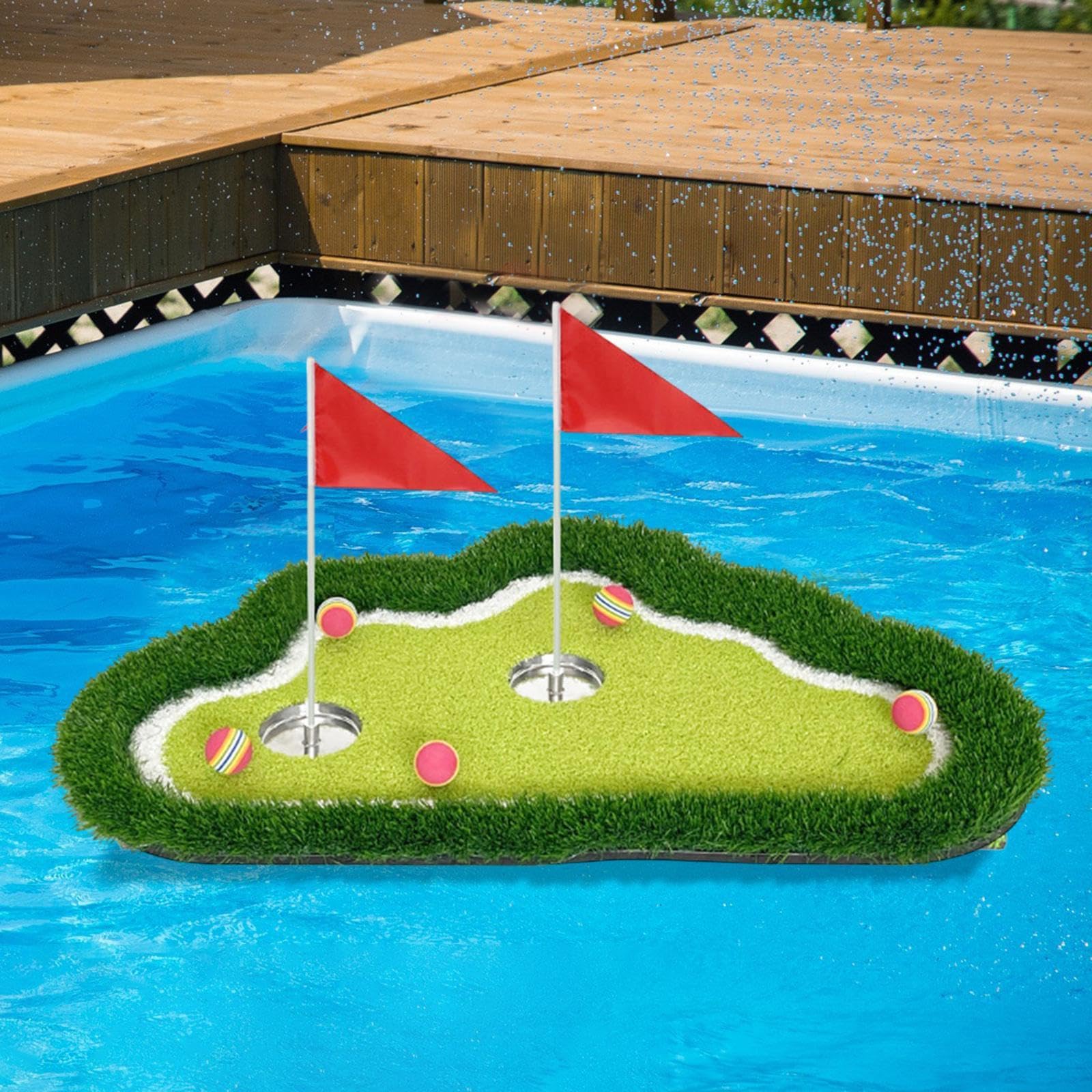 QSTDGVPW Floating Golf Green Practice Mat Supplies, Folding,Portable,Chipping Green Game Set for Game Summer Outdoor Activities