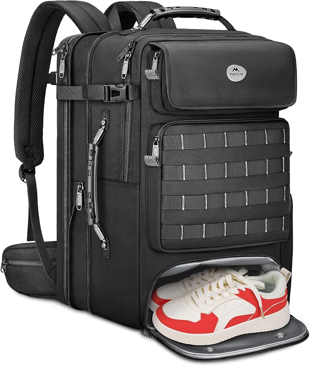 52L Expandable Travel Backpack with Shoe Compartment & Waist Straps | 17 Inch TSA Laptop Compatible, Large Suitcase Backpack, Luggage Carry On Bag, Includes 3 Packing Cubes, Hidden Pocket