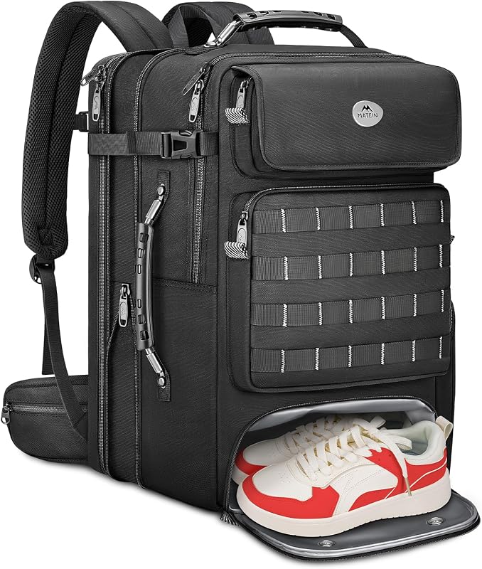 52L Expandable Travel Backpack with Shoe Compartment & Waist Straps | 17 Inch TSA Laptop Compatible, Large Suitcase Backpack, Luggage Carry On Bag, Includes 3 Packing Cubes, Hidden Pocket