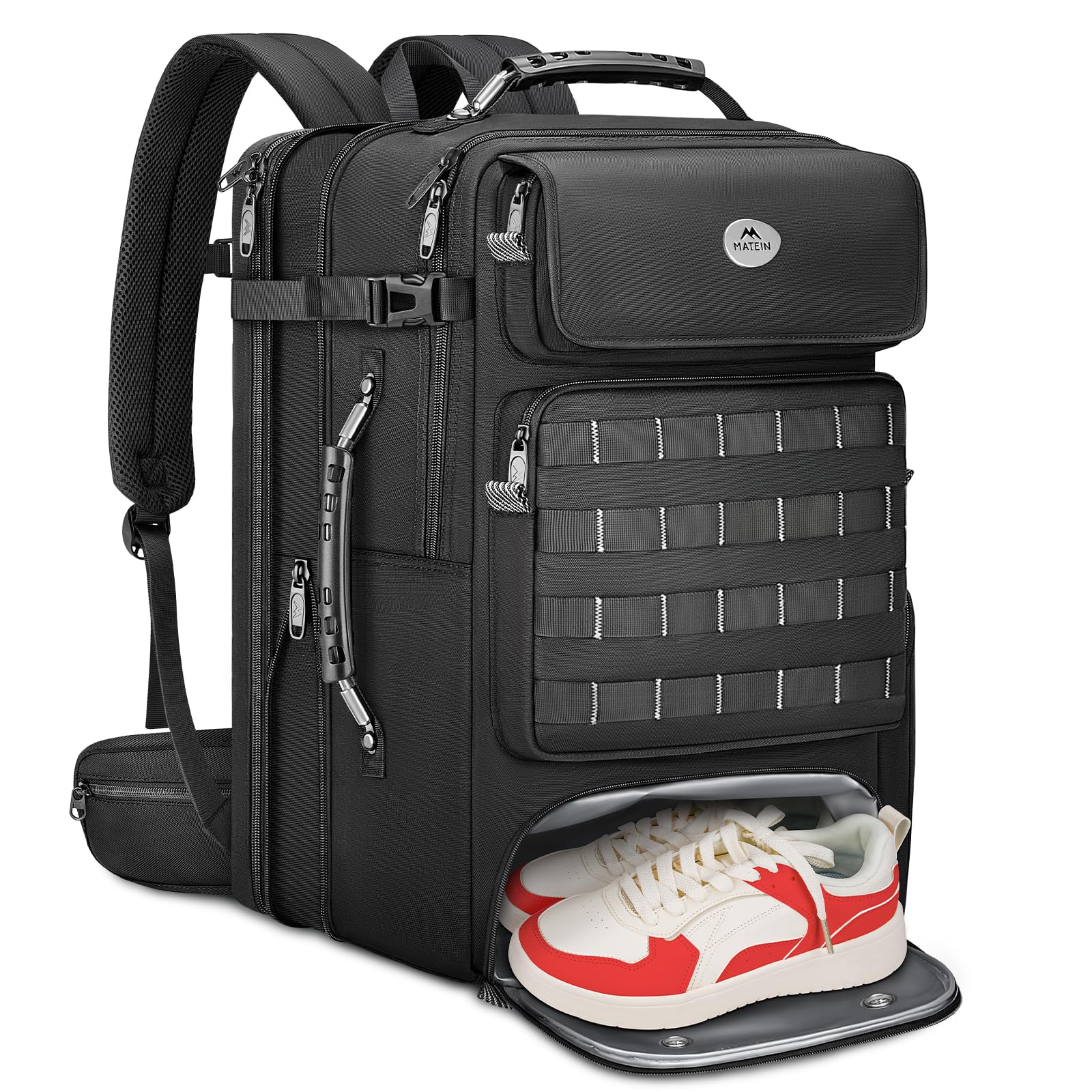 MATEIN Expandable Travel Backpack With Shoe Compartment, 52L Large Suitcase Backpack with Waist Straps, 17 Inch TSA Laptop Backpacks Luggage Carry On