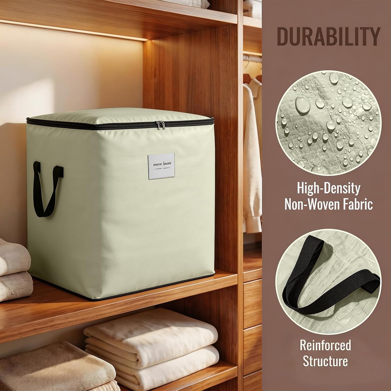 Waterproof Square Moving Bags Foldable Extra Large Storage Bag PE Packing Bags for Moving Dorm Closet Space Saving Beige 190 L