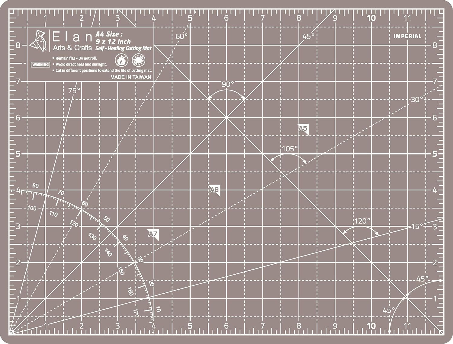 Elan Cutting Mat A4 Black & Taupe, Self Healing Cutting Mat 9x12 Inch, 5-Ply Craft Board Black, Hobby Board for Crafts 9x12 Inch