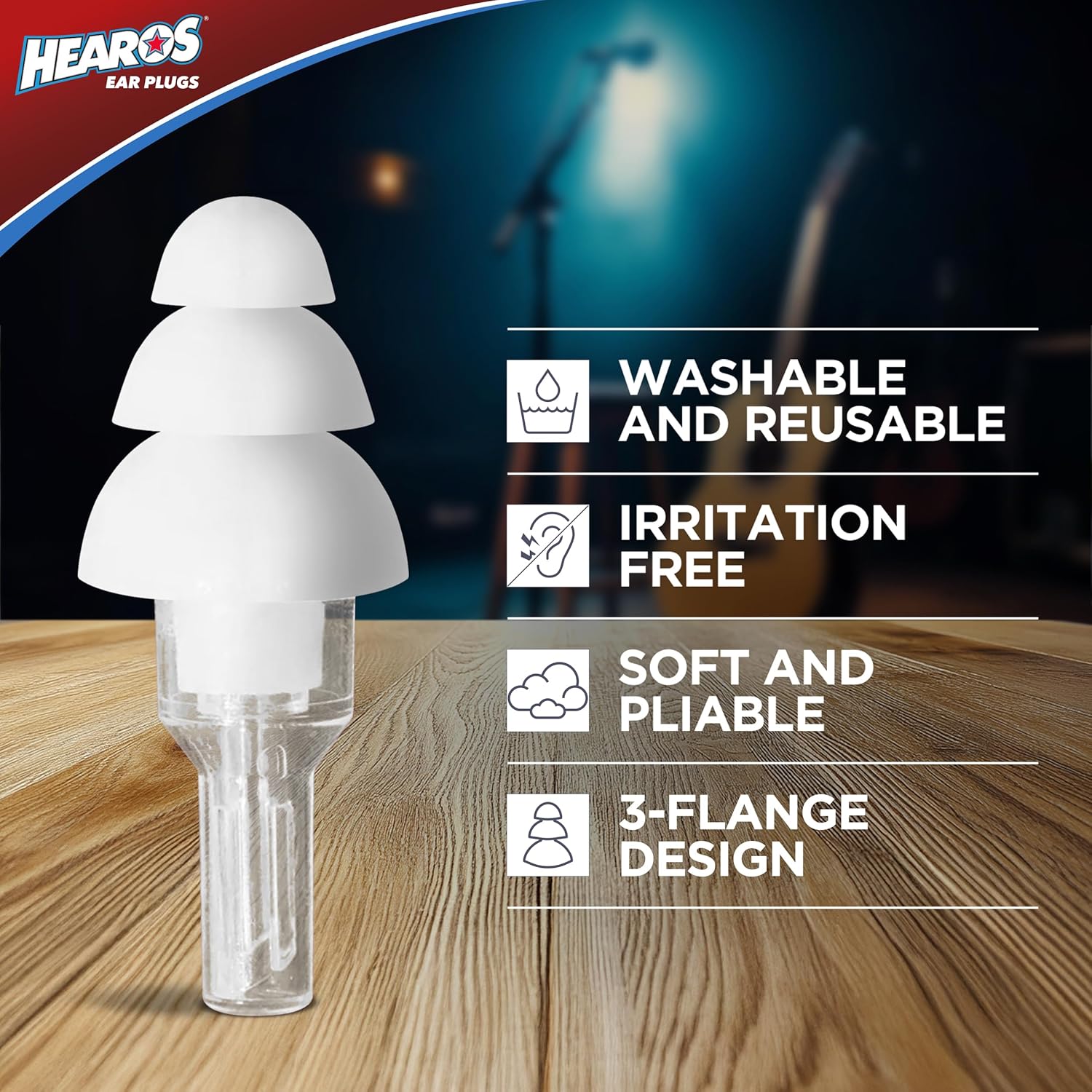 HEAROS High Fidelity Musician Ear Plugs Ultimate In Comfortable And Hearing Protection Professional Musicians Earplugs Noise Cancelling Earplugs For Concerts Motorcyclists Loud Events (1 Pair)