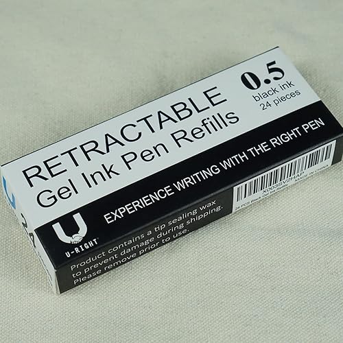 Miniatura 4 de 24 recambios de tinta de gel negra retráctil, tinta negra de punta de 0.020 in