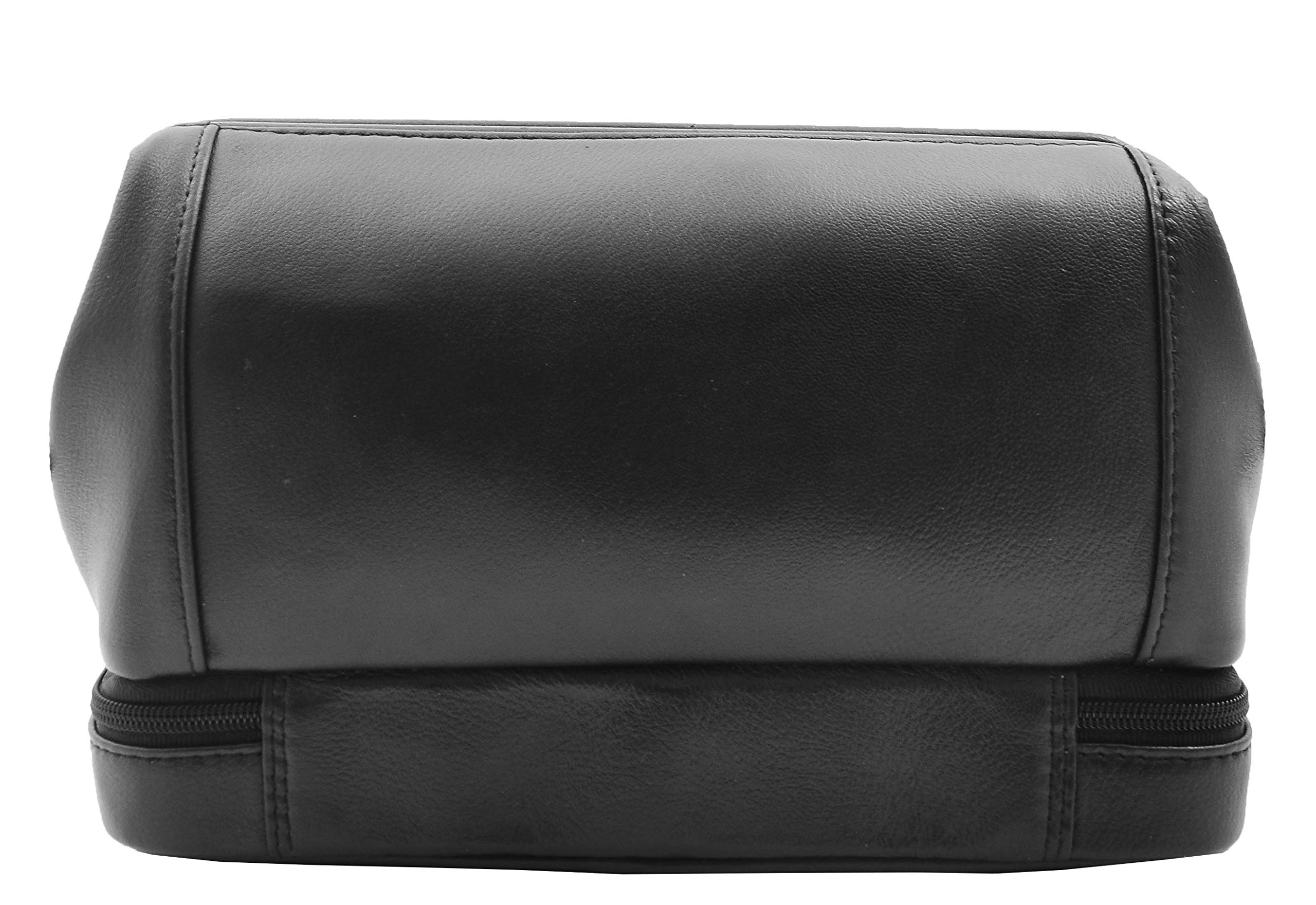 Neceser de cuero auténtico bolsa de viaje kit de afeitado HOL290 negro