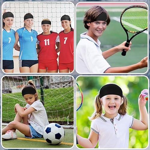 Miniatura 6 de 6 diademas para niños y niños, bandas atléticas para niños, diademas de fútbol para niños, bandas de sudor elásticas que absorben el sudor