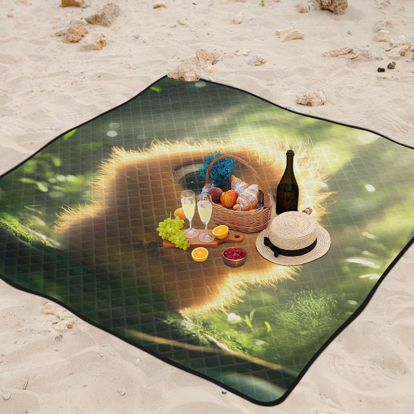 Lindo pequeño monstruo verde manta al aire libre para picnic, mantas de picnic Oxford, tapetes al aire libre para acampar