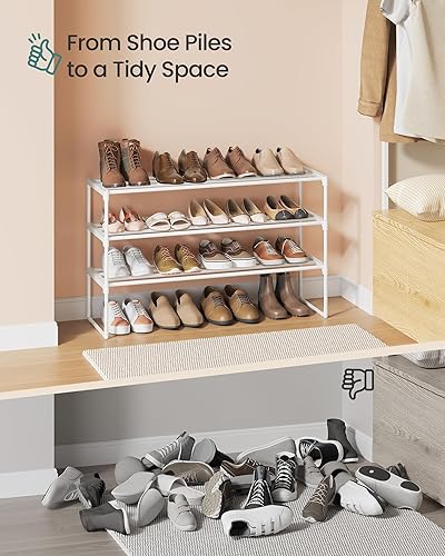 Miniatura 9 de SONGMICS Zapatero, Organizador de Zapatos de 3 Niveles, Estante de Almacenamiento de Metal, Vertical o al Revés, para 16-20 Pares, Apilable, para