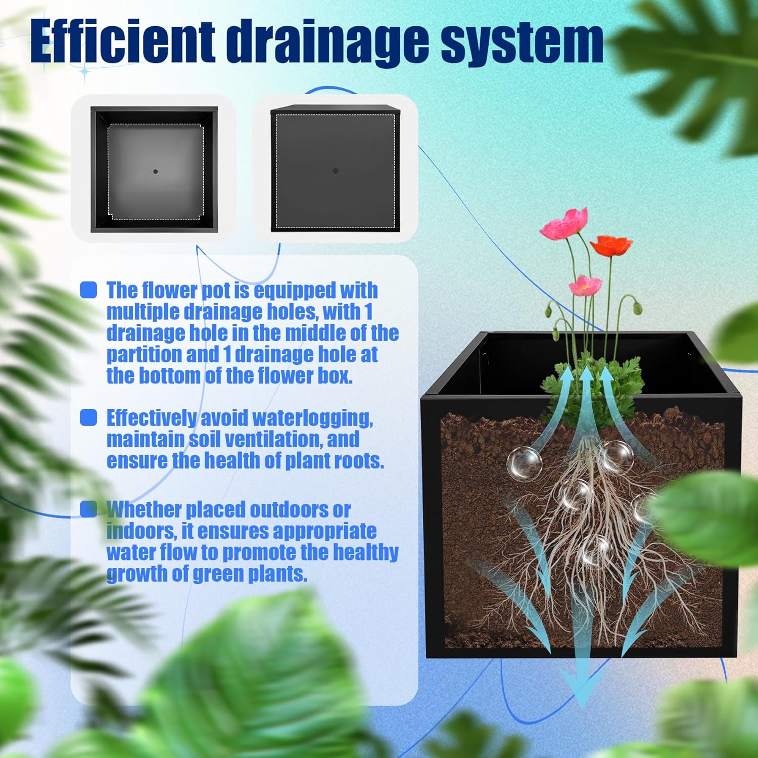 Metal Planter Box for Outdoor Plants 24" x 24" x 24" Large Square Planter Cube Steel Heavy Duty Flower Pot with Insert Shelf and Drainage Holes Suitable for Patio Yard Garden Porch Hotel