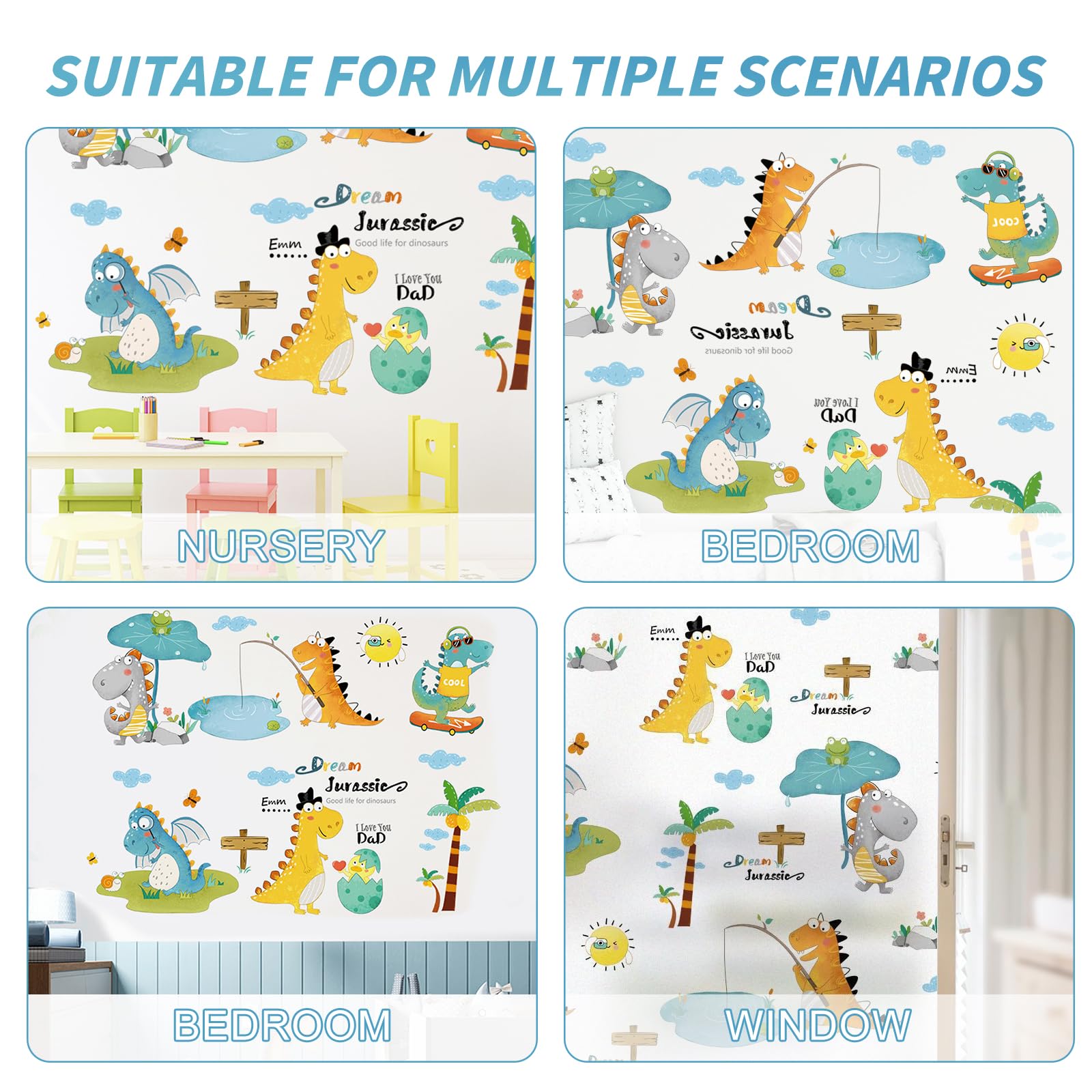 Adesivo Murale Grande Dinosauro – PVC Autoadesivo 90x30 Cm Per Cameretta