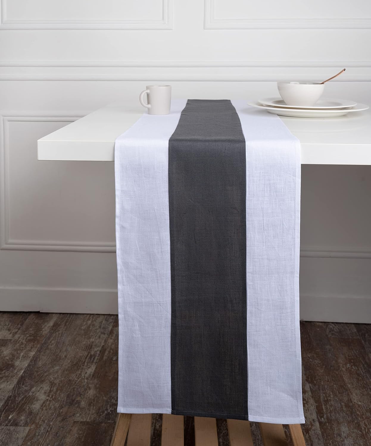 D'Moksha Homes Linen Table Runner 12 x 108 Inch, White