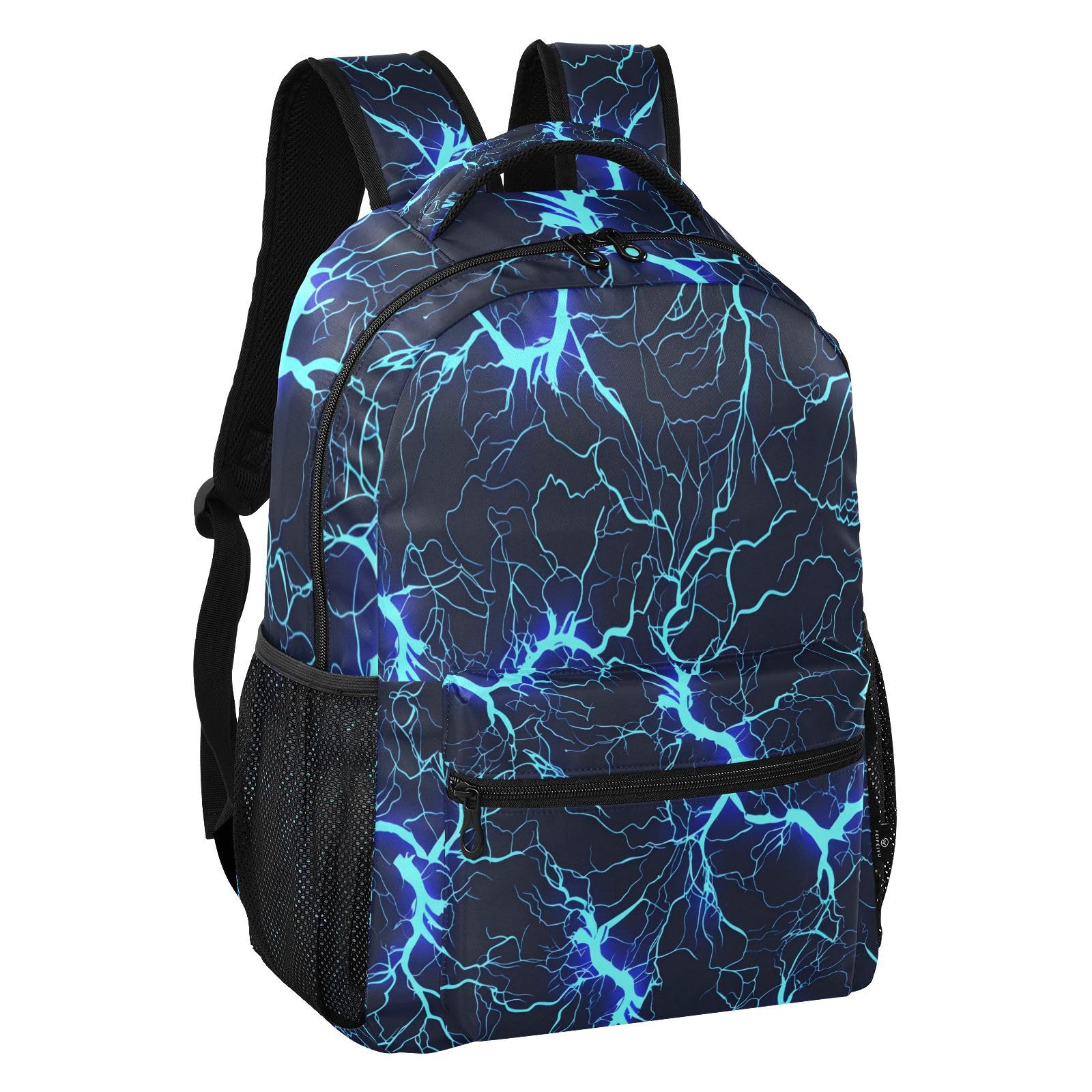 Mnsruu Reise-Laptop-Rucksack, dunkelblau, elektrischer Blitz-Rucksack, leicht und wasserabweisend, Schulrucksack für Teenager, Jungen, Mädchen, Erwachsene, Dunkelblauer elektrischer Blitz, S, Casual