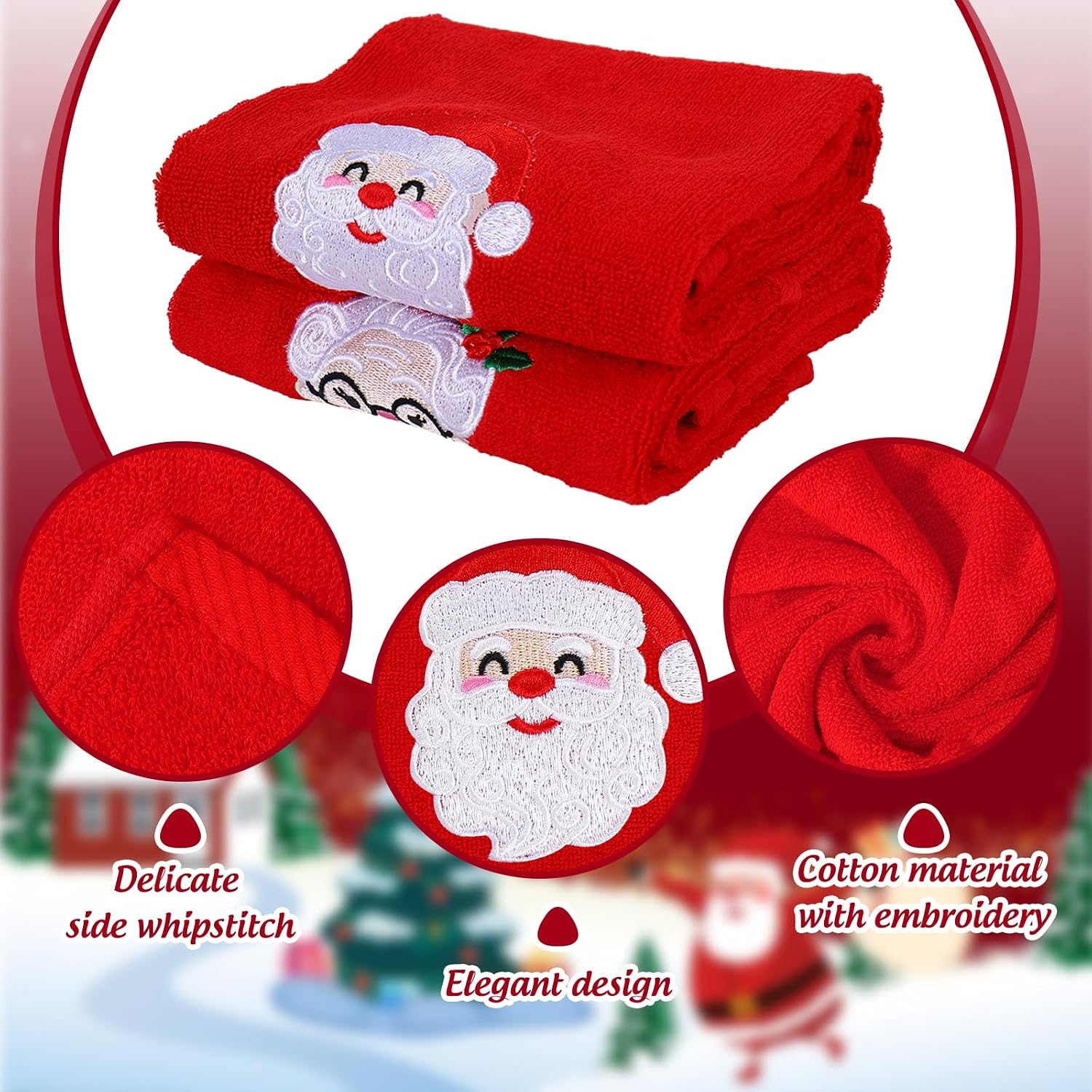JarThenaAMCS 2 Pcs Christmas Hand Towels Embroidered Red Santa Claus and Mrs. Claus Absorbent Bath Towel for Winter Xmas Hand Drying Cleaning Cooking Gift, 29.5 x 13.7 Inch