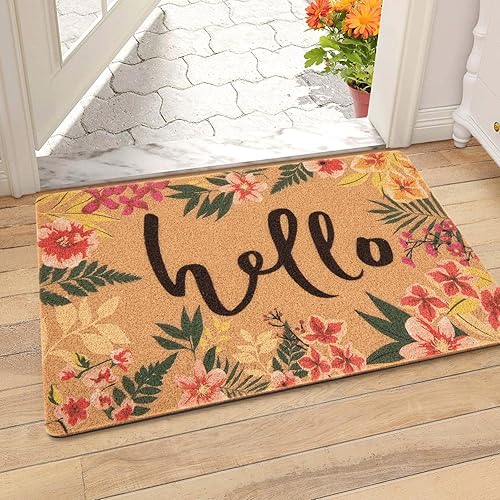 Miniatura 2 de Asrug Felpudo de 17 x 30 pulgadas, tapete de bienvenida para interiores y exteriores, tapete de fibra de coco artificial duradero para entrada,