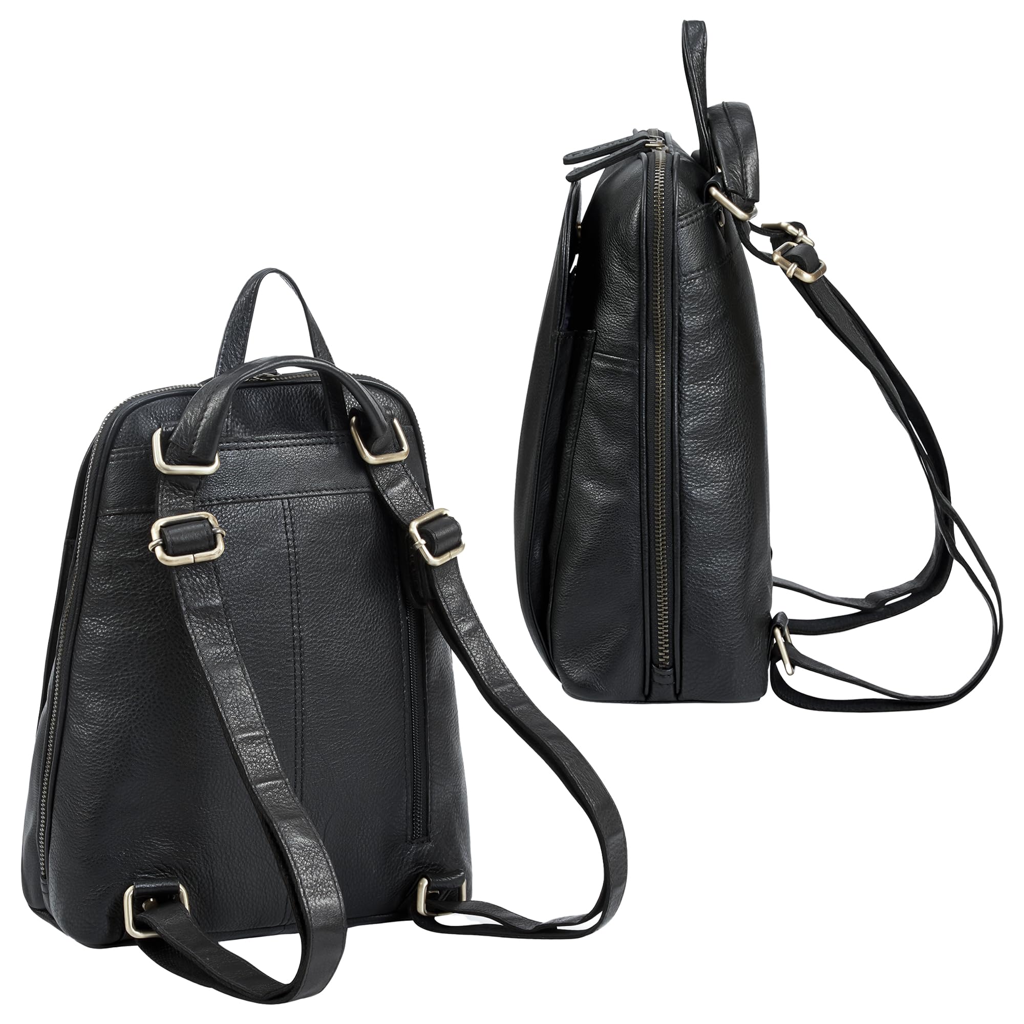 STILORD Ophelia 2-en-1 Bolso Mochila Mujer Piel Autentica - Mochila Piel Pequeña Bolso Bandolera Cuero - Bolso de Mano - Mochila Antirrobo Impermeable 10,9 Pulgadas Color:Negro
