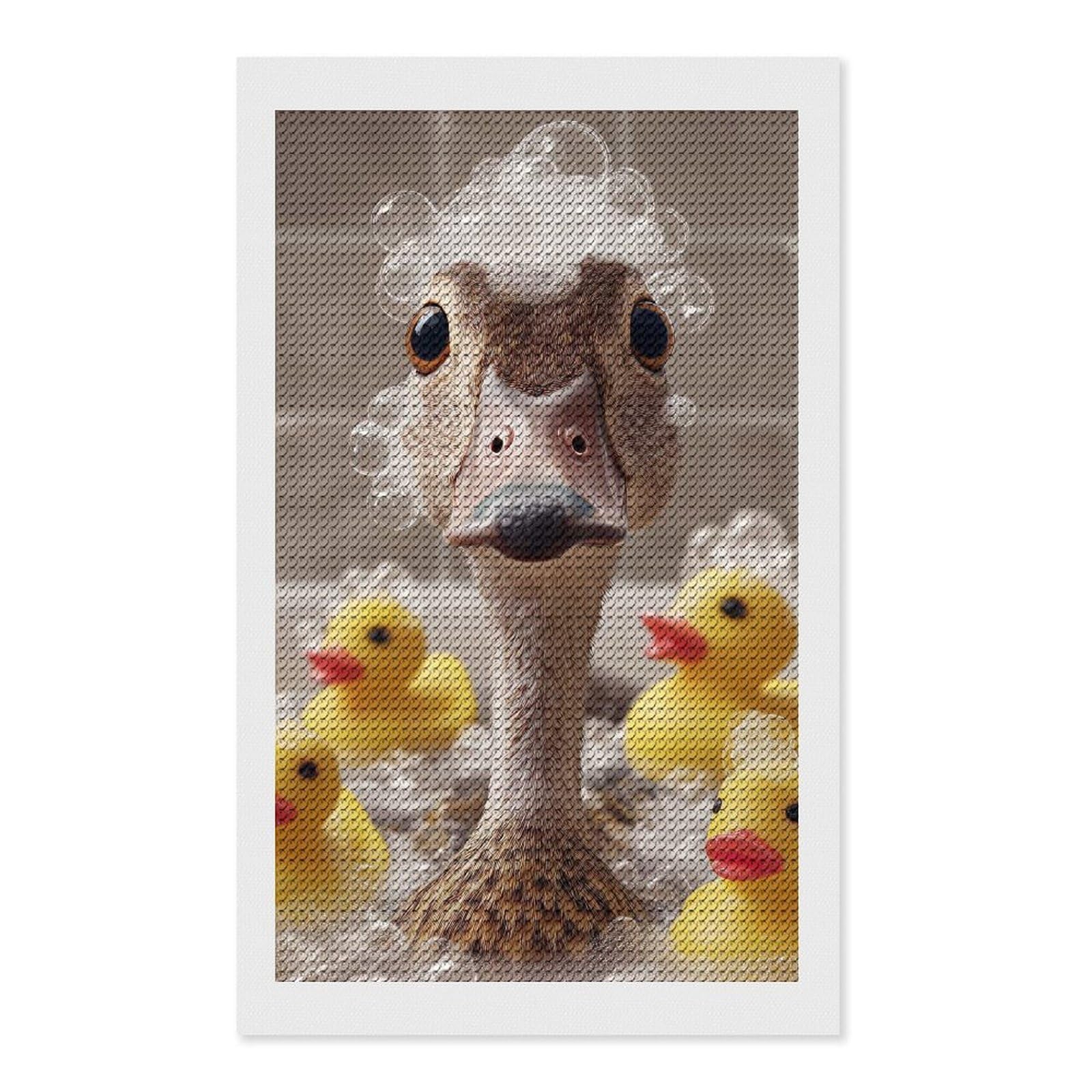 Junmoney Duck in Bath with Rubber Ducks Diamond Art Kit 12"x20", Modern Decor, Farmhouse Decor, Home Wall Art, Festive Craft Gift, Handmade Wall Decor