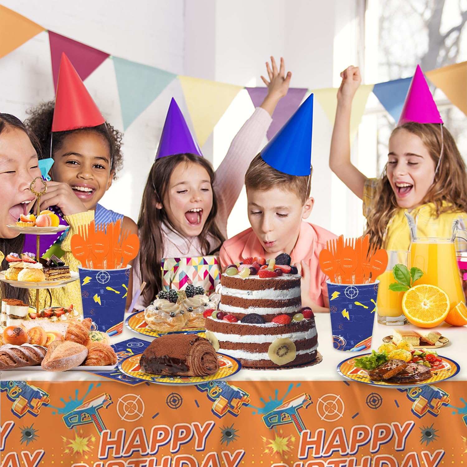 141Pcs Dart War Parties,Dart War Party Tableware Party Disposable Dinnerware Plates Cups Napkins for Dart Battle Baby Shower Party Decoration Supplies,Serves 20