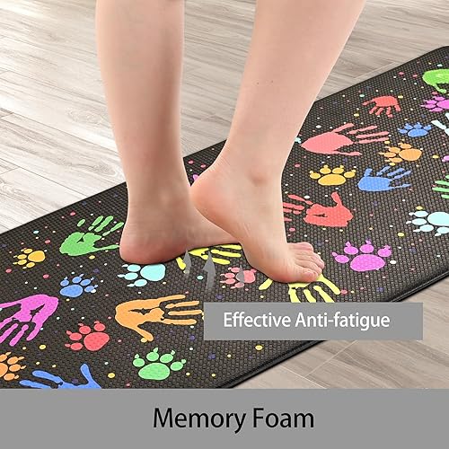 Miniatura 6 de Alfombrillas de cocina coloridas para piso, 2 piezas, acolchadas, antifatiga, impermeables, antideslizantes, ergonómicas, cómodas, alfombrillas de