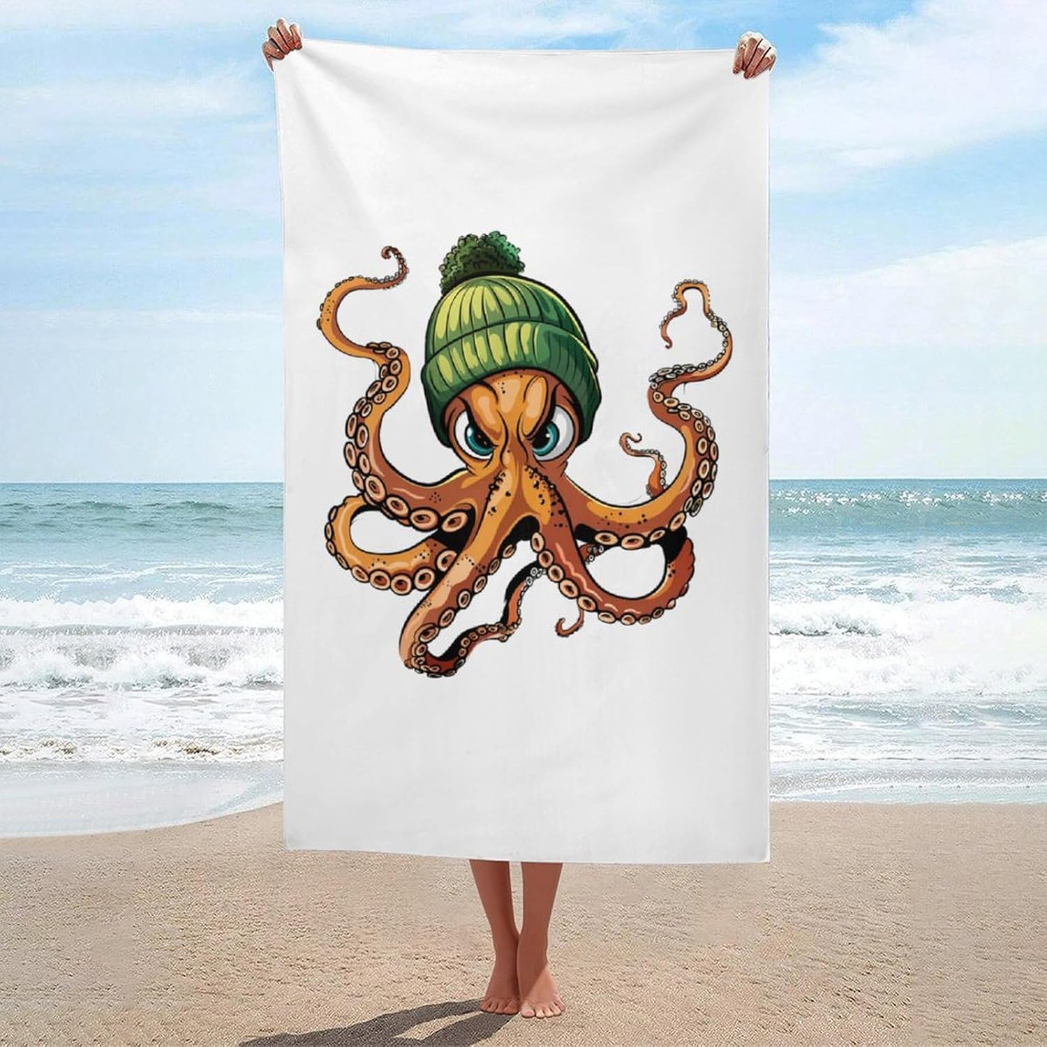 Cephalopod Octopus Bath Towel Beach Towels Quick Dry Oversized Bath Blanket Highly Absorbent Towel for Women Men 160x80cm