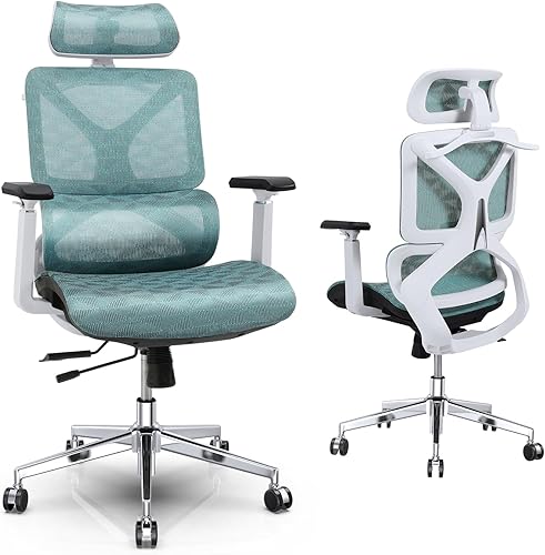 Silla de oficina ergonómica, silla ejecutiva de malla de respaldo alto con soporte lumbar, profundidad de asiento ajustable, reposabrazos y