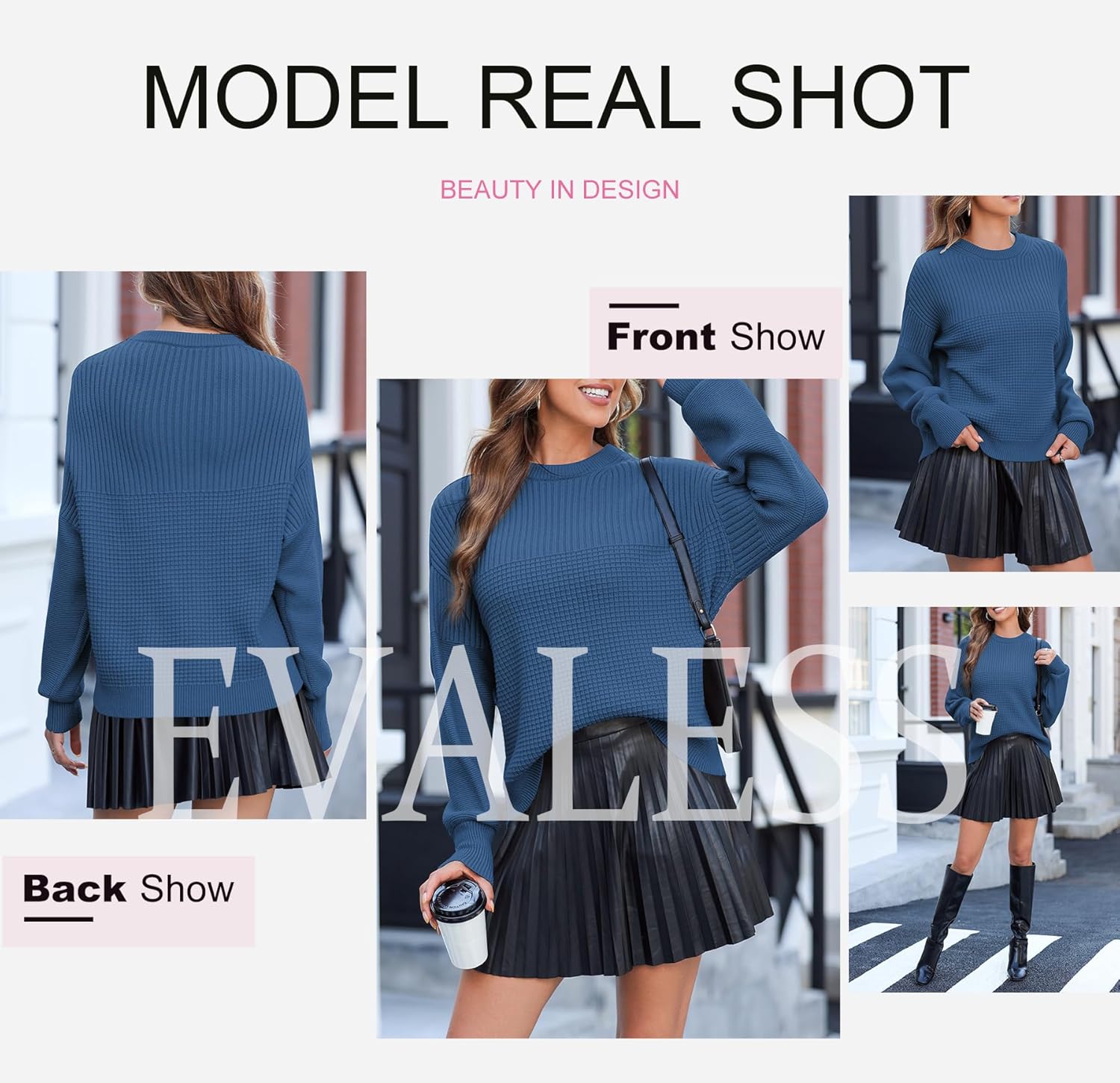 EVALESS Sweaters for Women Cute Lantern Sleeve Pullover Sweater Cable Knit Tops Fall Fashion Clothes Teacher Outfits - Image 5