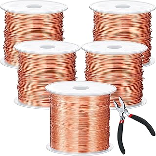 Funrous 5 Rolls 5 Size Jewelry Wire 18, 20, 22, 24, 26 Gauge Copper Wire Kit Jewelry Beading Bendable Craft Metal for Making Crafts, Sculpting with a Pliers(Copper)