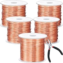 Funrous 5 Rolls 5 Size Jewelry Wire 18, 20, 22, 24, 26 Gauge Copper Wire Kit Jewelry Beading Bendable Craft Metal for Making Crafts, Sculpting with a Pliers(Copper)