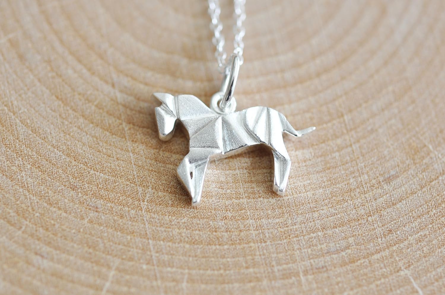 Origami Horse Necklace in Sterling Silver with 16 Inch Chain - Image 5