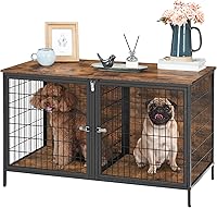 Vista 9 de Mueble de jaula para perros para 2 perros, perrera de 43.3" con divisor removible, mueble para perros pesado y resistente estilo doble jaula