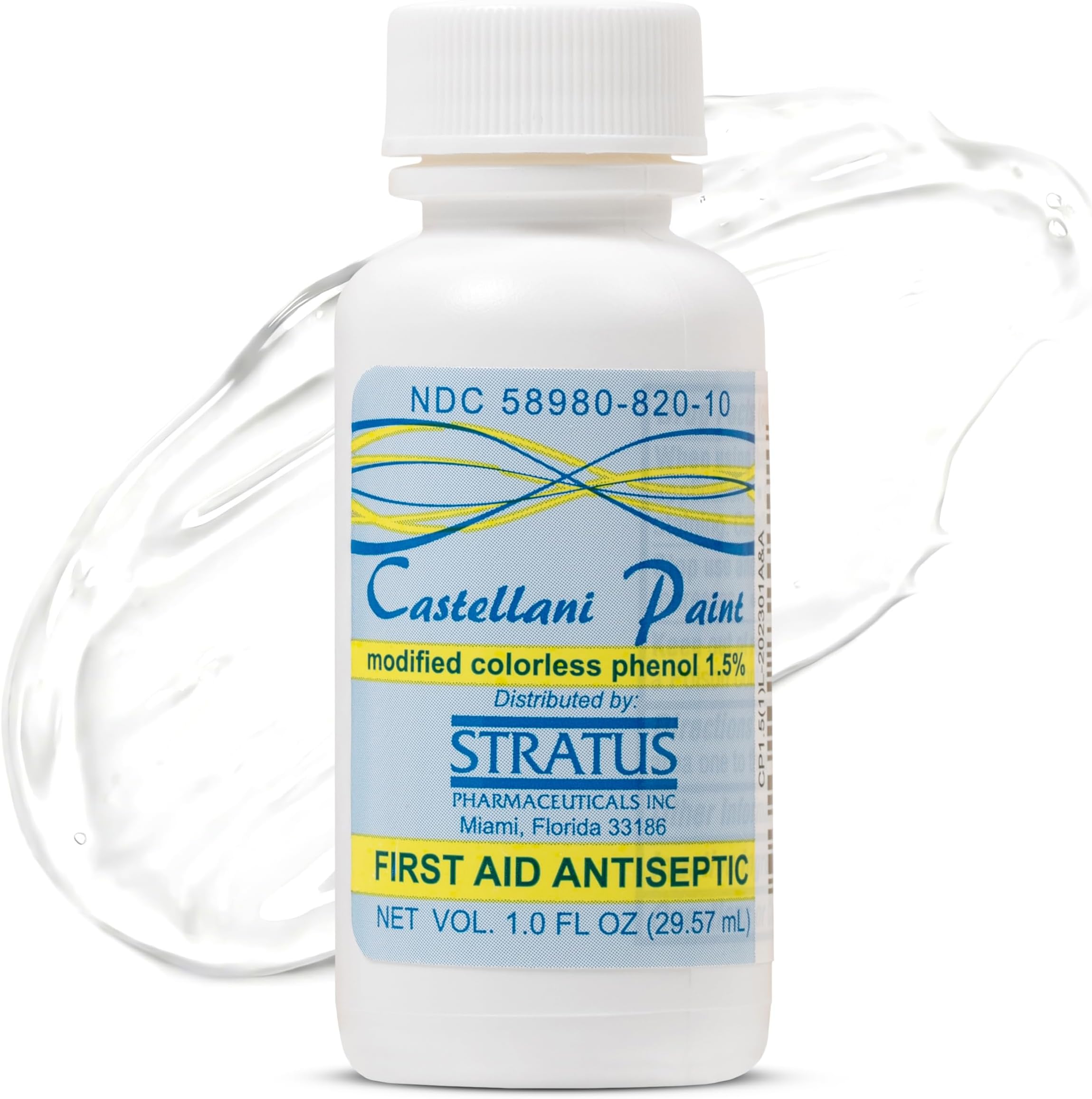 Castellani Paint 1.5% Phenol Liquid Modified Colorless First Aid, 1.0 fl oz