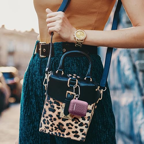 Vista 169 de Funda para Airpods de 2ª y 1ª, silicona suave, leopardo, compatible con Apple AirPods de 2ª/1ª generación de carga con llavero, a prueba de golpes