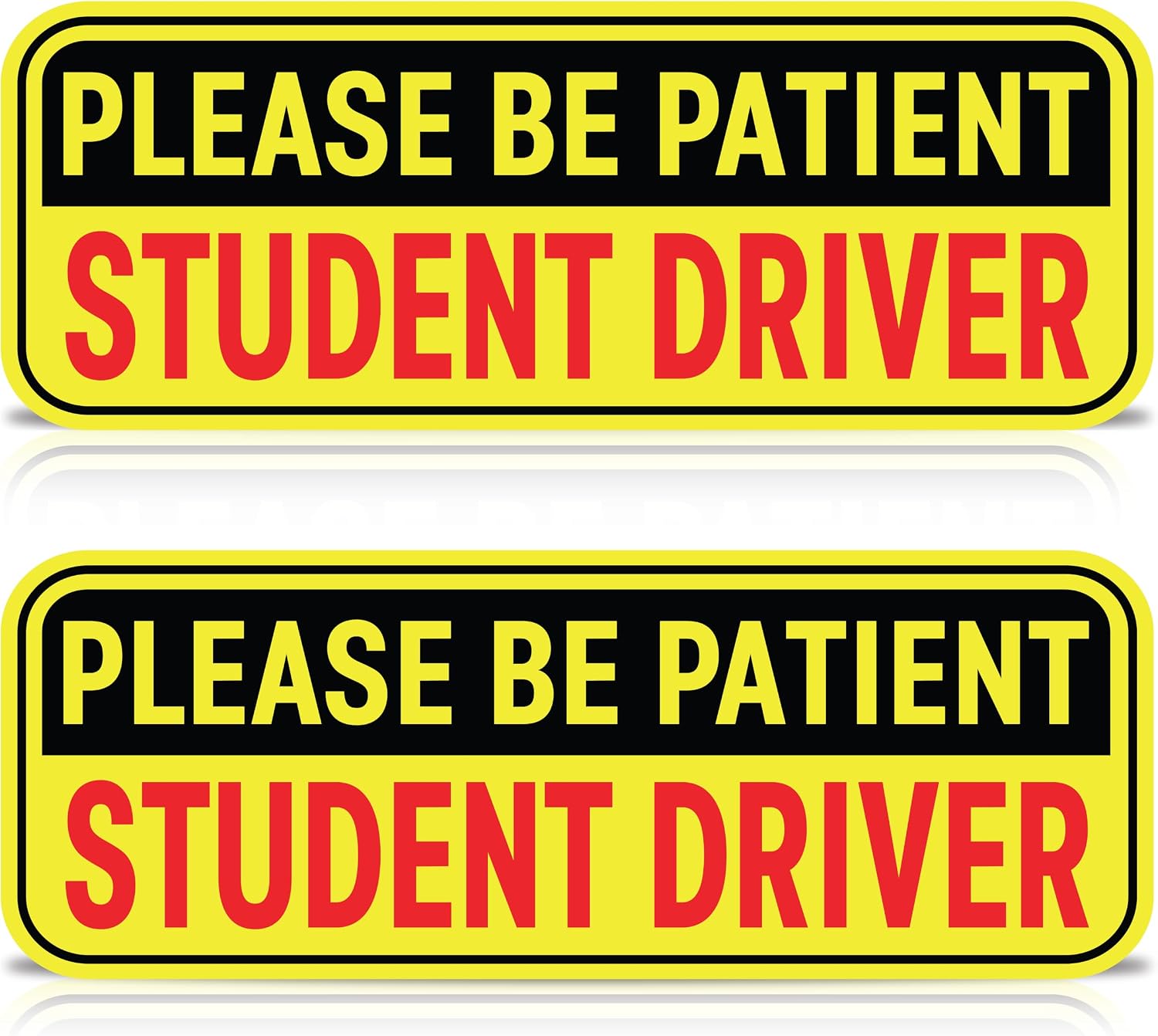 2 Pack, Please Be Patient Student Driver Sticker for Car, 9 x 3.3 Inches, Student Driver Decal, Beginner Driver Sticker, Rear Window & Bumper Decal, Non-Magnetic, Waterproof UV Resistant Vinyl -167
