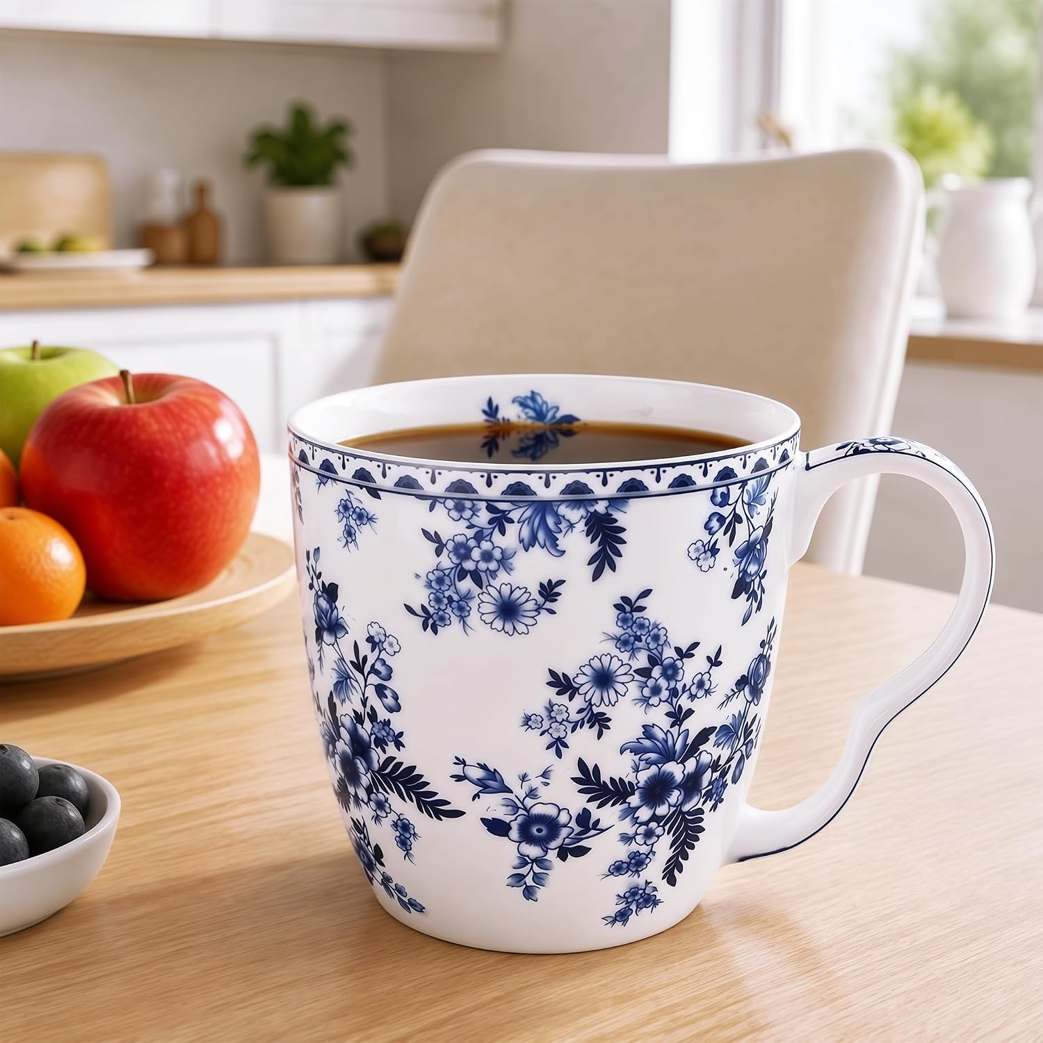 Bone China Coffee Mug, 16 oz Floral Tea Drinking Cup for Daily Beverages image 4
