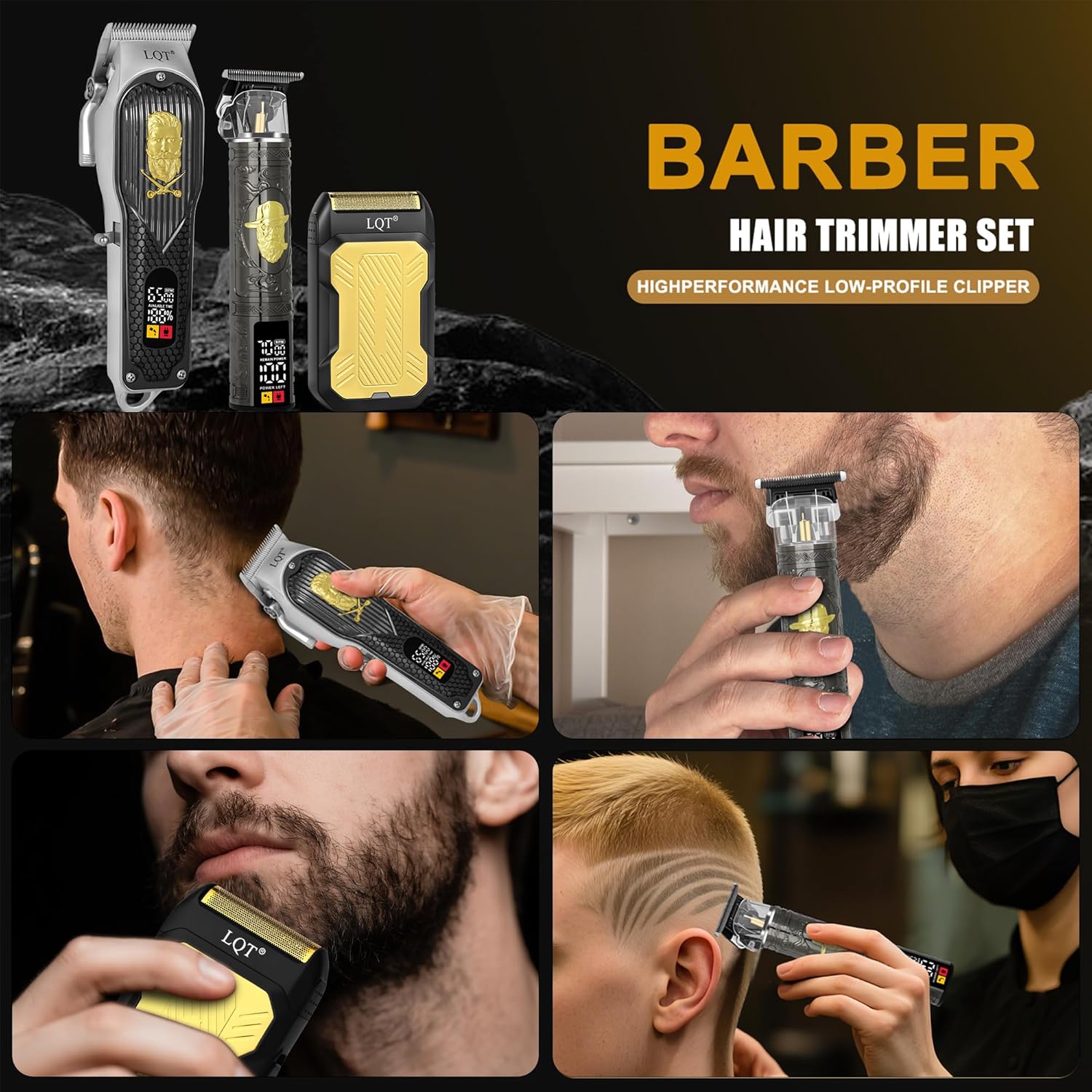 Professional Cordless Hair Clippers and Precision Beard Trimmer Set for Men, Barber-Grade Grooming Kit with Foil Shaver & USB Rechargeable Hair Cutting Machine, LED Display, Gifts for Men,Home Use