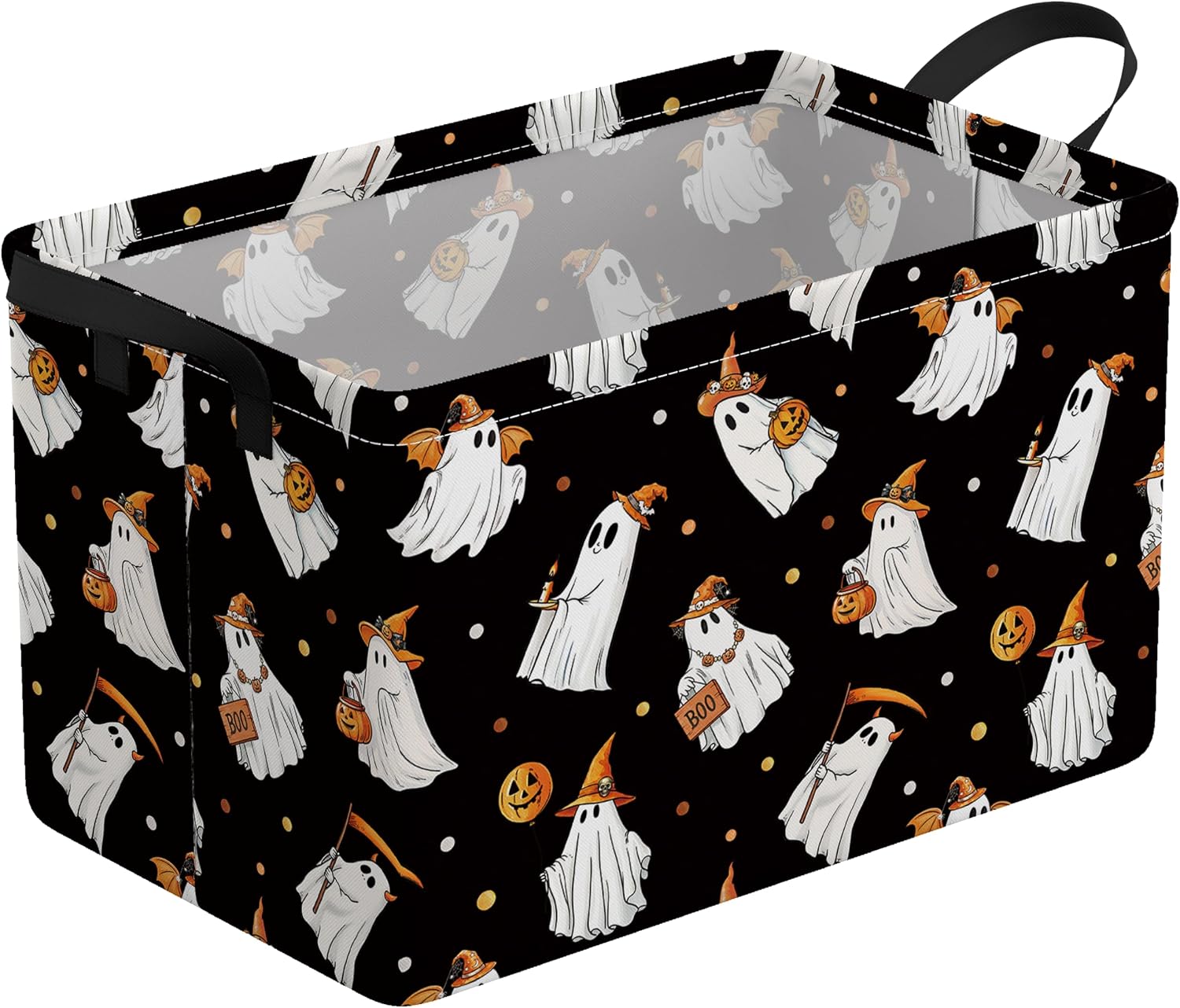 Halloween Ghost Storage Basket Spooky Boo Basket with Handles